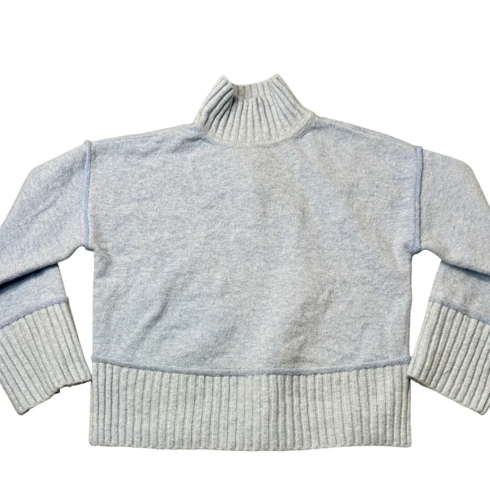 Anthropology Oliver O Light Blue Sweater Mock‎ Neck Oversized Ribbed Knit Small
